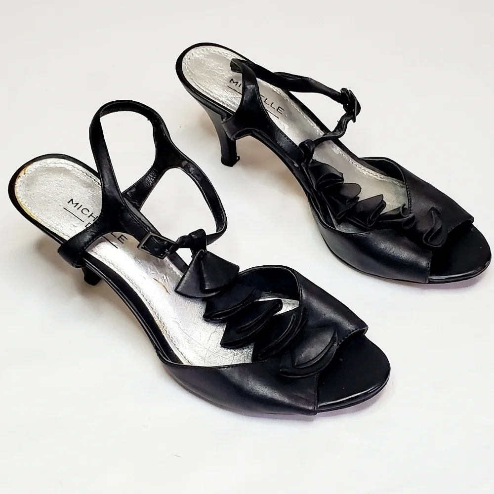 Michelle D Slingback Open Toe Kitten Heels